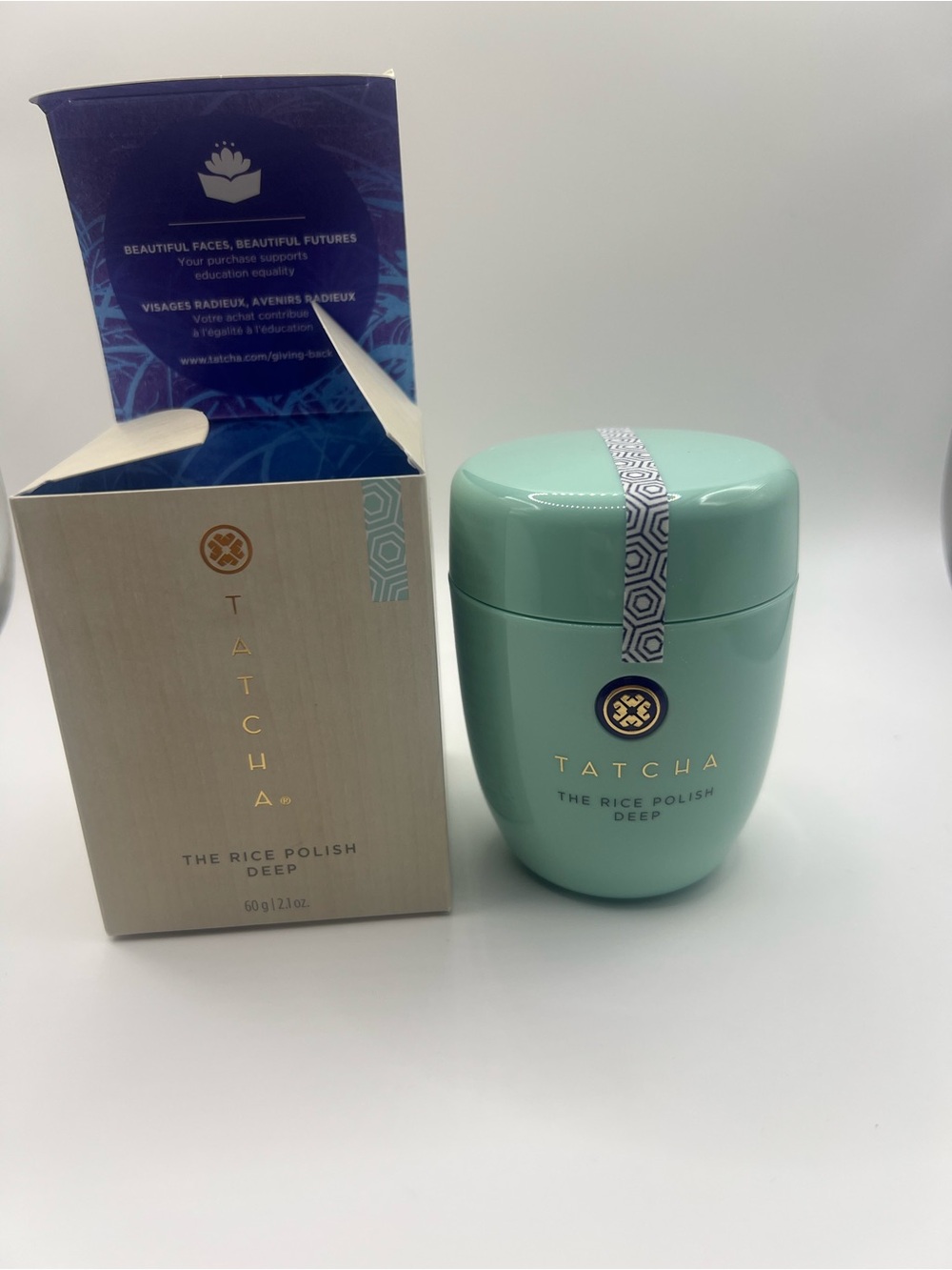 Tatcha The Rice Polish Deep Cleanse - Mint Green Jar with Gold Accents